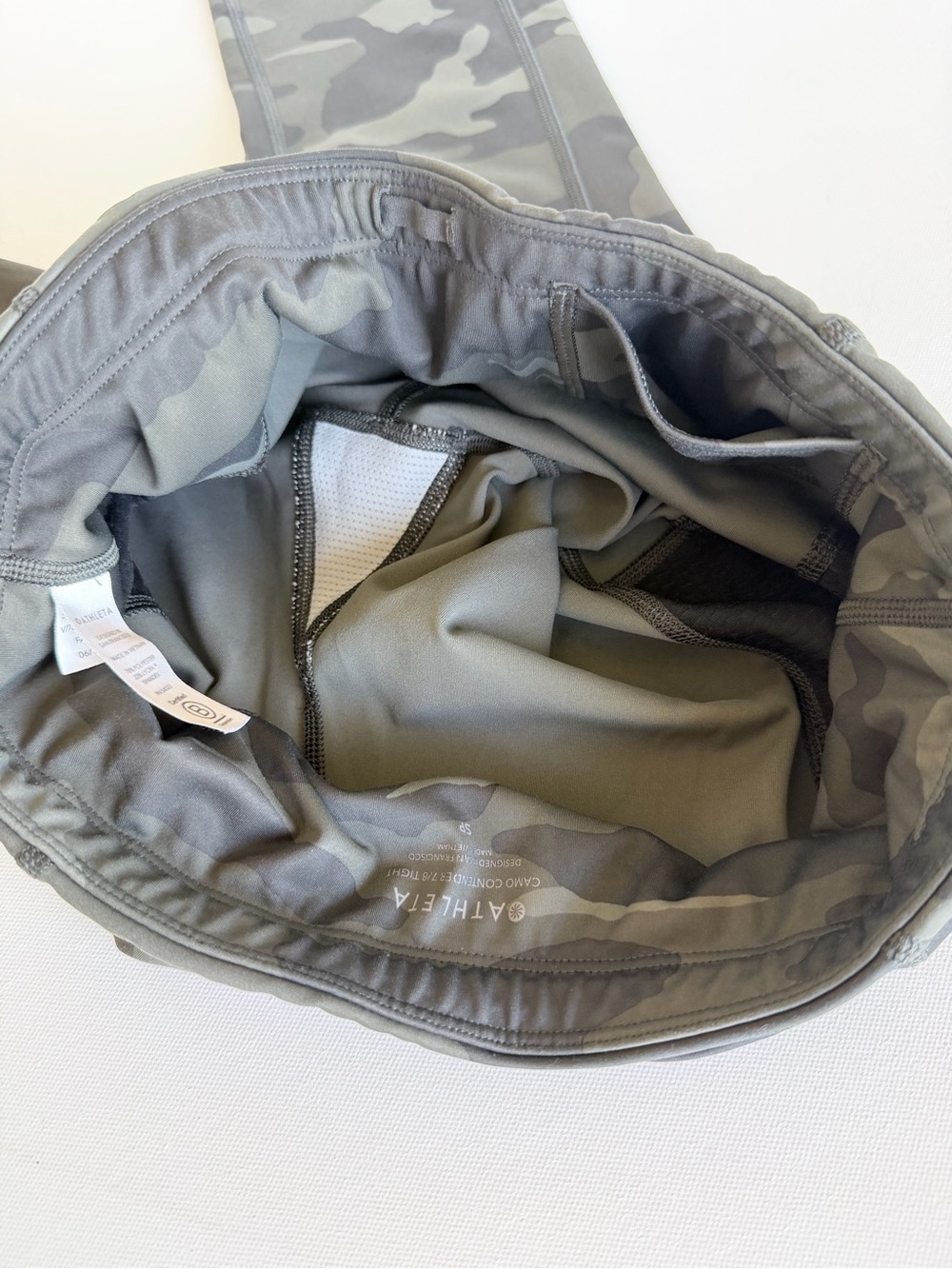 Athleta Camo Contender 7/8 High Rise Pocket Leggings Gray Green SP Small Petite - Picture 11 of 12
